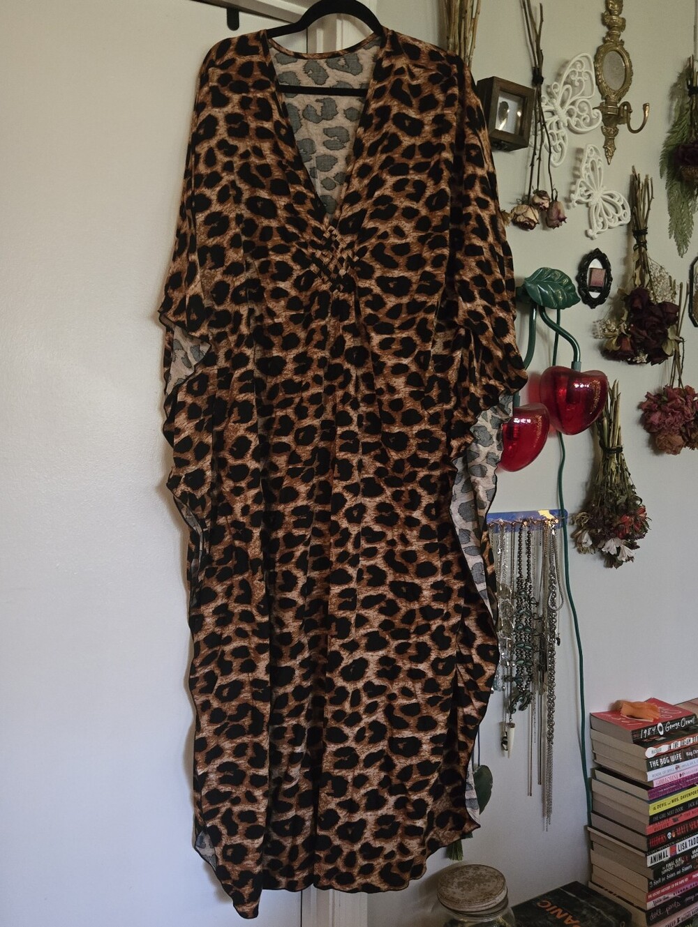 Like New Leopard Print One Size Caftan Coverup Dress